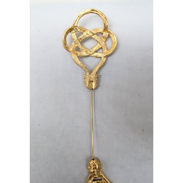 Metal Vintage 1980s Signed Givenchy Goldtone Knots Jabot Brooch For Sale - Image 7 of 7