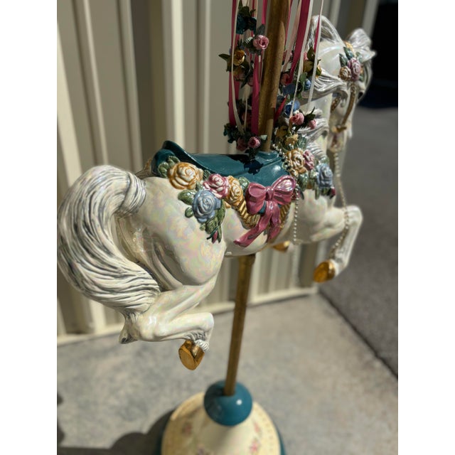 Gemstone Vintage 1980s Life Size Carousel Horse Art on Decorative Stand For Sale - Image 7 of 12