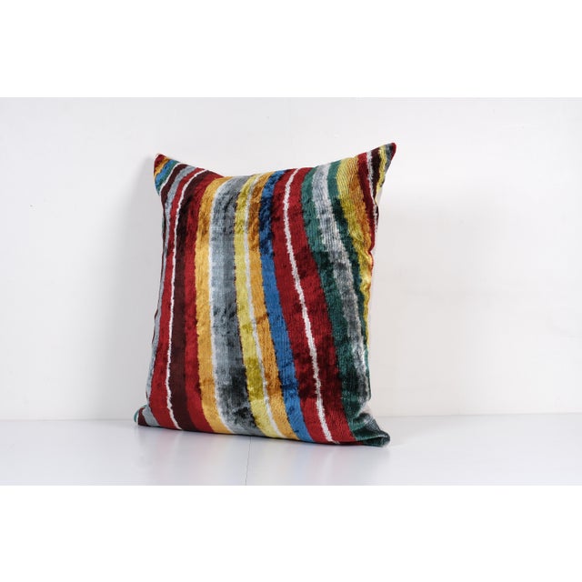 Silk Ikat Velvet Colorful Pillow Cover 22'' X 25'' -Luxurious cushion cover of handloomed ikat fabric -Insert is NOT...