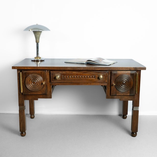 A striking example of early 20th‑century French design, this stylish writing desk is attributed to the celebrated French...