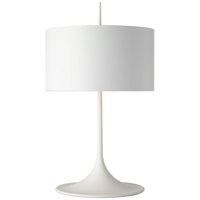 Modern Barbara Barry by Visual Comfort Signature Spinet 26" Modern Trumpet Table Lamp in Matte White with Matte White Shade For Sale - Image 3 of 3