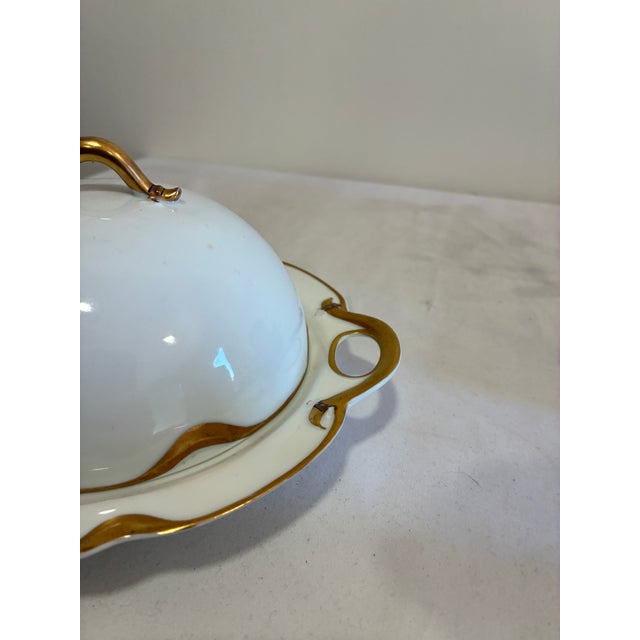 Ceramic Early 20th Century Haviland & Co. Limoges Gold Gilt Domed Butter Dish For Sale - Image 7 of 11