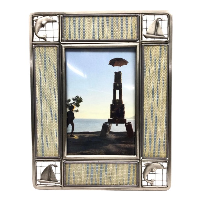 Vintage Pewter Ocean Theme 4 X 6 Photo Frame For Sale