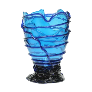 Clear Light Blue, Dark Blue Pompitu II Vase by Gaetano Pesce for Fish Design