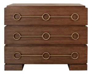 Matthew Izzo Home Roderick Provincial Brown Oak Three Drawer Chest With Brass Accents