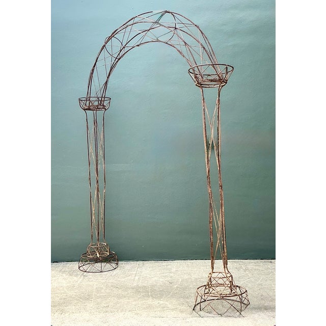 Victorian Vintage Patinated Wire Frame Garden Arch For Sale - Image 3 of 14