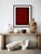 Open edition giclee print by artist Anna Pepe. 20"x28" Elegant cherry red geometrical object on burgundy background....