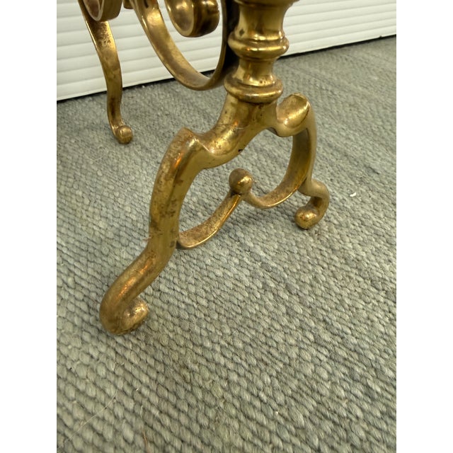 Brass Brass Fireplace Andirons + Front Rail, Vintage, Set of Three For Sale - Image 8 of 12