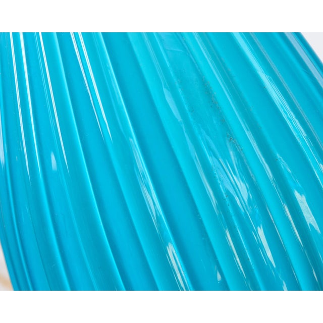 Turquoise Pair Murano Blue Empoli Glass, Lamps Italy 1960s For Sale - Image 8 of 10