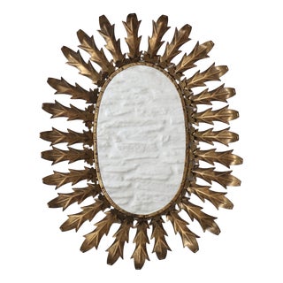 Vintage Spanish Oval Sunburst Mirror, 1960 For Sale
