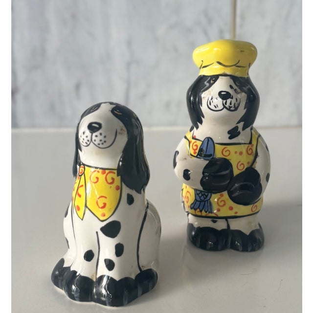 2001 Candace Reiter "Dogzilla" Chef Dogs Ceramic Salt & Pepper Shakers - Set of 2 For Sale - Image 12 of 13
