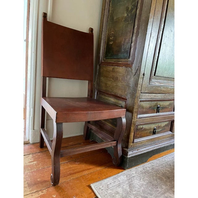 Traditional Vintage Leather Side Chair For Sale - Image 3 of 4