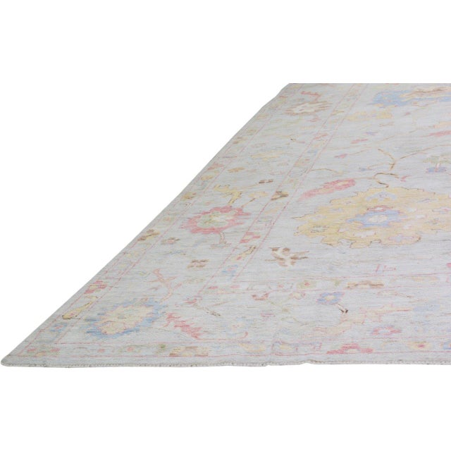 2010s Turkish Wool Oushak Rug,12'X14'4" For Sale - Image 5 of 6