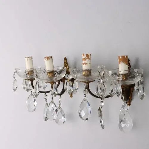 Antique Wall Lamps in Gilded Bronze, Italy, 20th Century, Set of 2 For Sale - Image 3 of 7