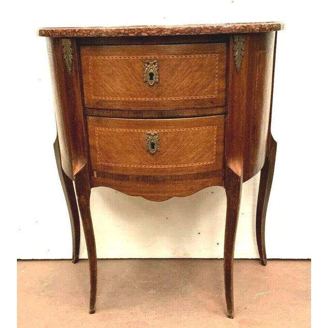 Wood Louis XV Style Half Moon Chest of Drawers in Marquetry, 20th Century For Sale - Image 7 of 12