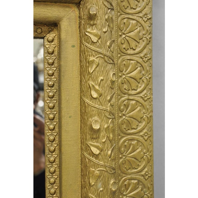 Antique Victorian Gold Giltwood Gesso Leaf Vine Small Black Forrest Wall Mirror For Sale - Image 4 of 11