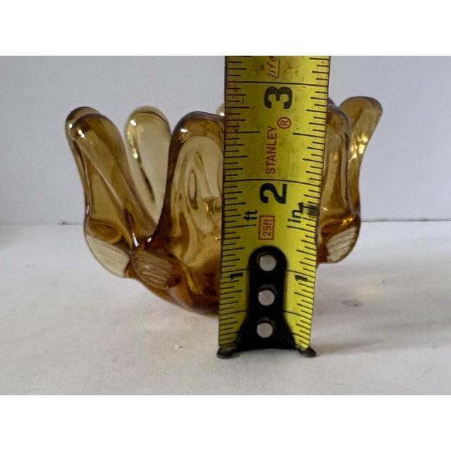 Murano Vintage Murano Style Amber Art Glass Sculptural Catchall Bowl For Sale - Image 4 of 7