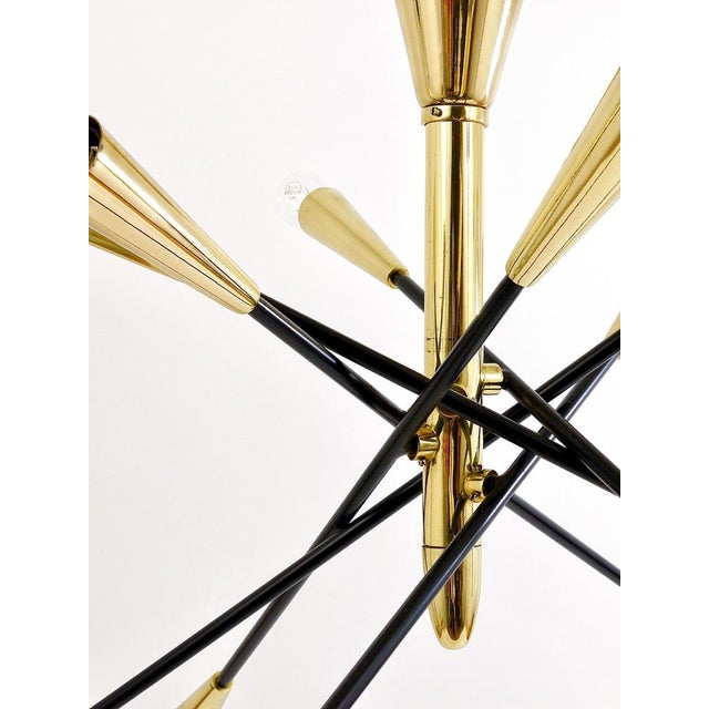 Large Articulating Black and Brass Sputnik Chandelier in the style of Stilnovo, 1950s For Sale - Image 18 of 18