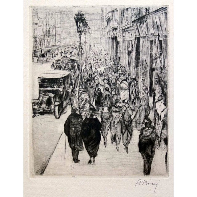 Downtown Paris - Original Etching by Anselmo Bucci - 1915 ca. 1915 ca. For Sale