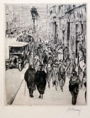 Downtown Paris - Original Etching by Anselmo Bucci - 1915 ca. 1915 ca.