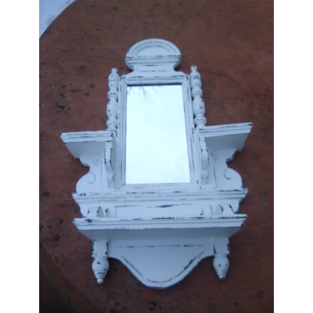 White Small Antique Wall Mirror with Shelves, 1890s For Sale - Image 8 of 13