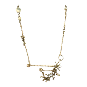 Mid-Century Modern Brass Brutalist Necklace