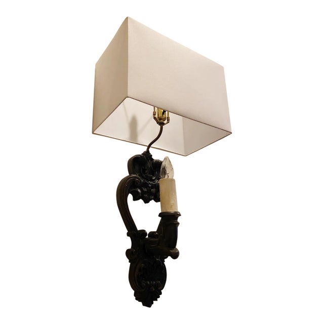 Vintage Early 20th Century Gothic Double Light Wall Sconce Lamp For Sale
