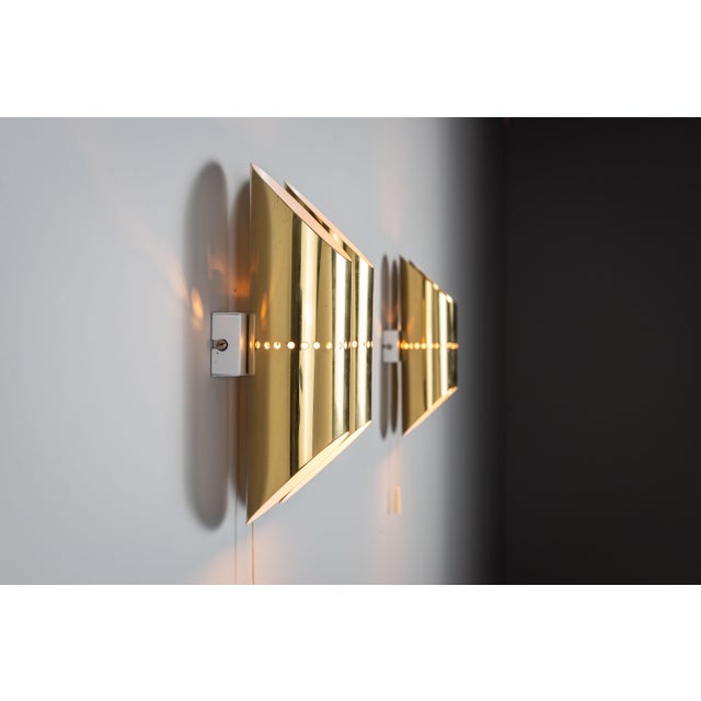 Double Cylindrical Wall Lamps in Brass with Perforated Shades, 1960s, Set of 2 For Sale - Image 6 of 14