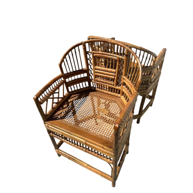 Mid 20th Century Pair of Brighton Pavilion Burnt Bamboo Pagoda Chairs For Sale - Image 14 of 15