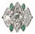 Antique Art Deco Platinum CTW Old Cut Diamond & Emerald Dinner Cocktail Ring, Size 8 For Sale