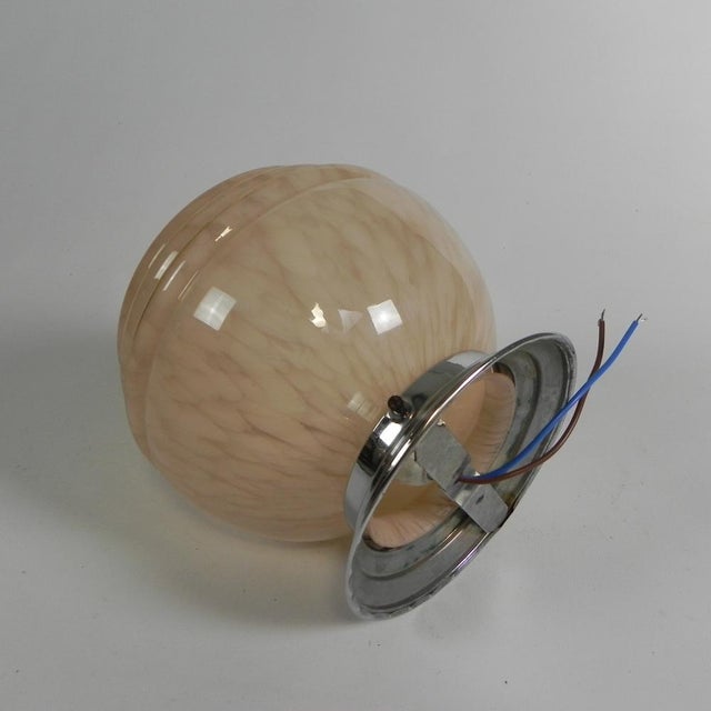 1930s Art Deco Ceiling Lamp with Cloudy Pink Globe, 1930s For Sale - Image 5 of 8