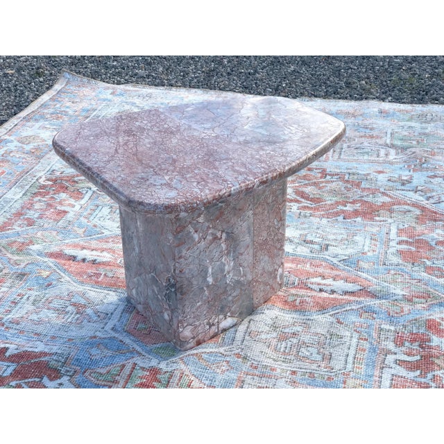Postmodern Pink, Orange and Gray Marble Side Table For Sale - Image 6 of 10