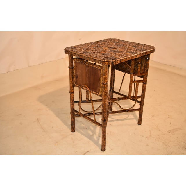 Brown Circa 1920 English Bamboo Side Table With Side Shelves For Sale - Image 8 of 11