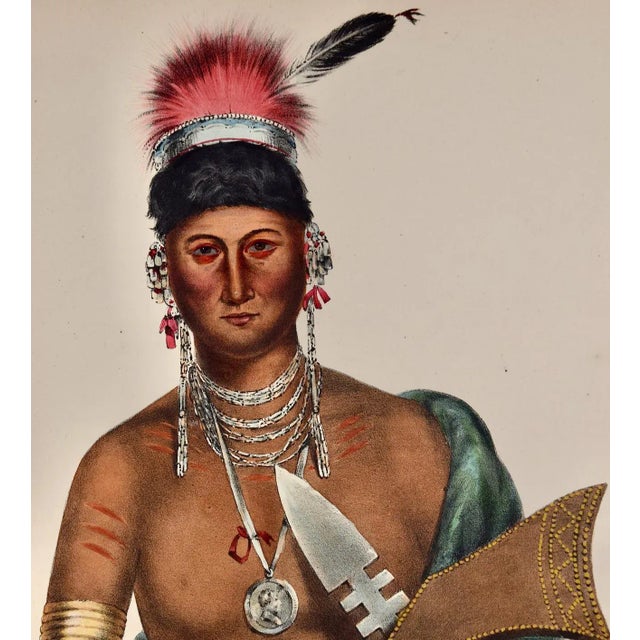 Ap-Pa-Noo-Se, a Saukie Chief: Original Hand-Colored McKenney & Hall Lithograph, 1848 For Sale - Image 4 of 6