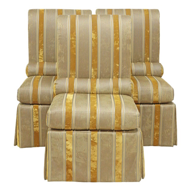 Contemporary Custom Upholstered Skirted Side Chairs - Set of 3 For Sale