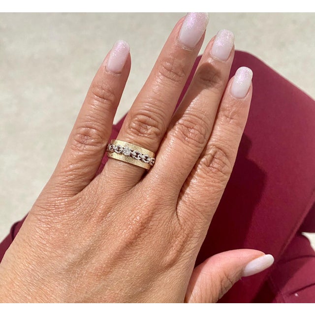 Metal Round Cut Diamond Yellow Gold Band Size 7 For Sale - Image 7 of 7