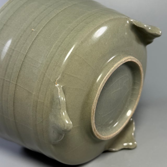 Ceramic Vintage‑Style Chinese Longquan Celadon Tripod Censer For Sale - Image 7 of 8