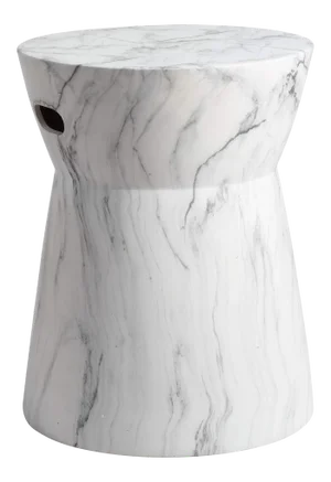 Wright Marble Garden Stool in White & Black Marble