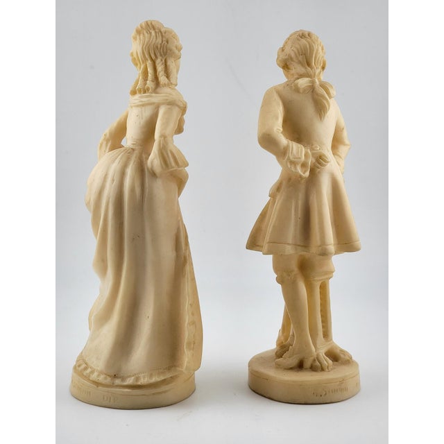Beige Vintage A. Santini Sculpture Colonial Victorian Man Woman Couple Signed Italy For Sale - Image 8 of 13