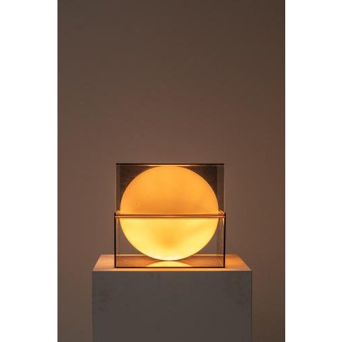 Cubic Table Lamp in Smoked Glass with White Diffuser, Italy, 1970s For Sale - Image 3 of 8