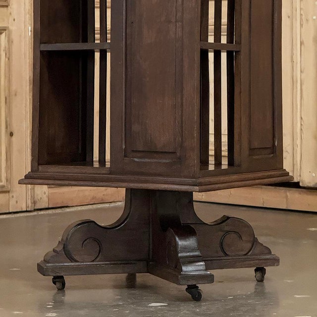 19th Century French Renaissance Revival Oak Revolving Bookcase For Sale - Image 13 of 17