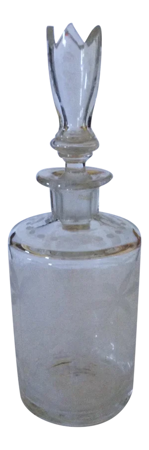 Elegant French Etched Glass Boudoir Decanter