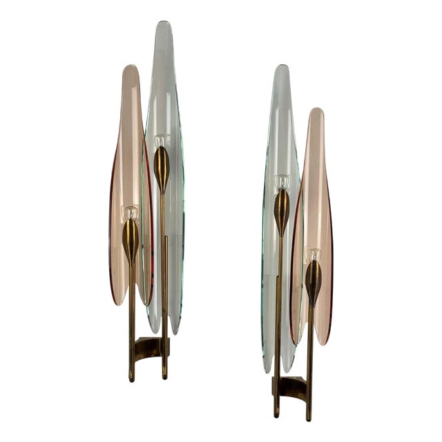 Model 1461 Dahlia Wall Lights attributed to Max Ingrand for Fontana Arte, 1950s, Set of 2 For Sale