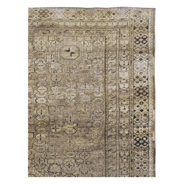 Galerie Shabab Collection Early 20th Century Beshir Large Room Size Tribal Rug in Neutral Earth Tones For Sale - Image 4 of 10