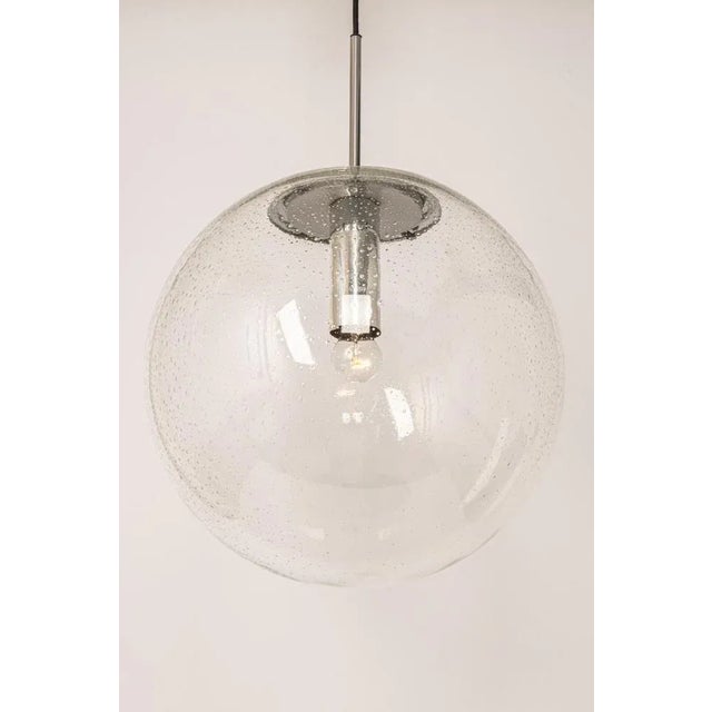 Large Limburg Chrome with Clear Glass Ball Pendant, Germany, 1970s For Sale - Image 8 of 12