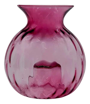 Vintage Pilgrim Optic Plum Candle Vase - Upside Down Design - 5.5" Hand Blown