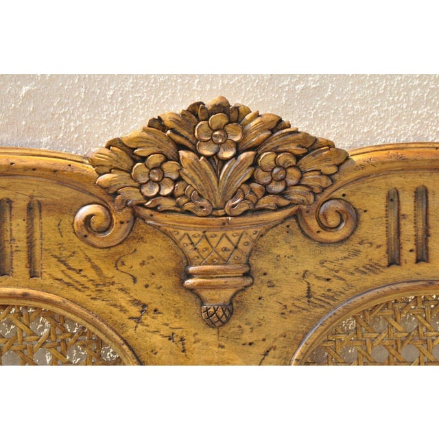 French Country Provincial Style Cane Panel King Size Bed Headboard Attr. Karges Chairish