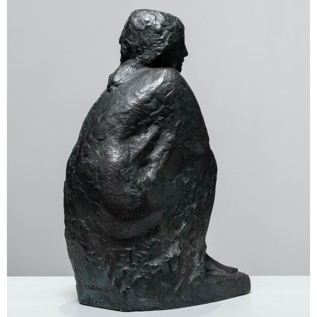 Swedish Brass Statue of a Sitting Woman by Thure Thörn, 1960s For Sale - Image 3 of 10