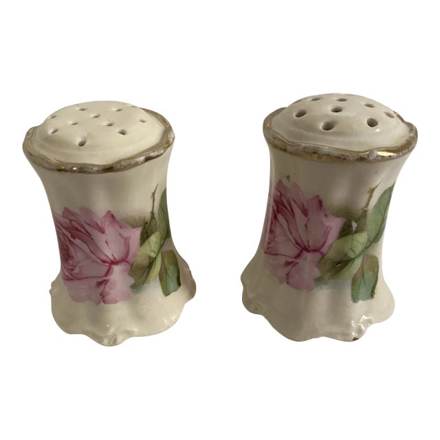 Antique Es Prussia Rose Salt and Pepper Porcelain Shakers- a Pair For Sale