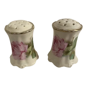 Antique Es Prussia Rose Salt and Pepper Porcelain Shakers- a Pair